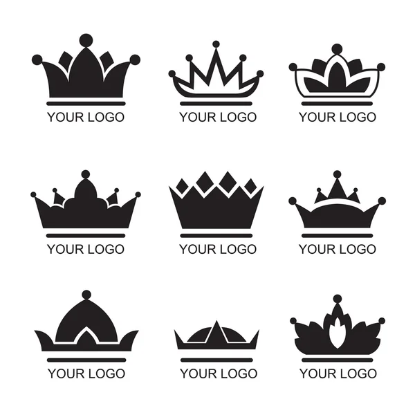 Conjunto de coronas iconos. logo plano — Archivo Imágenes Vectoriales