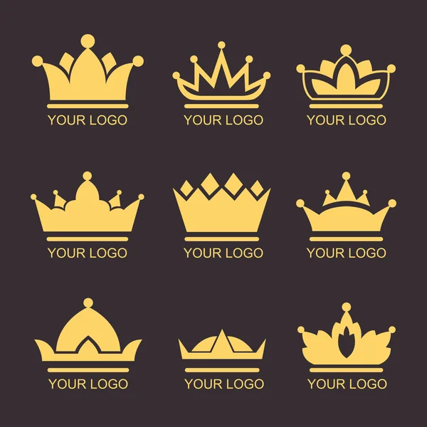 Conjunto de iconos de la corona. iconos vectoriales — Archivo Imágenes Vectoriales