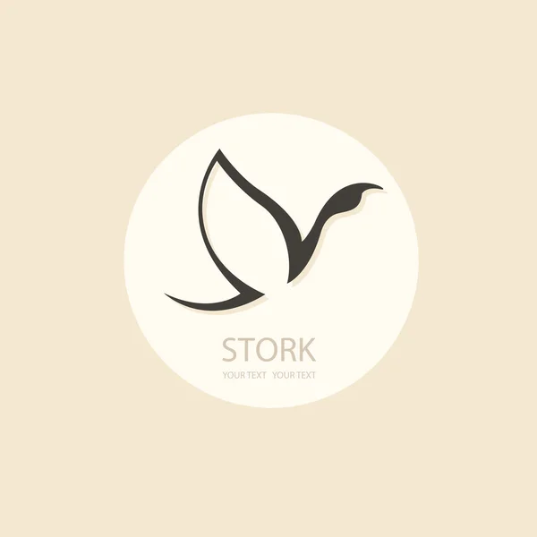 Flying stork sign logo emblem on white background vector illustr — Stock Vector