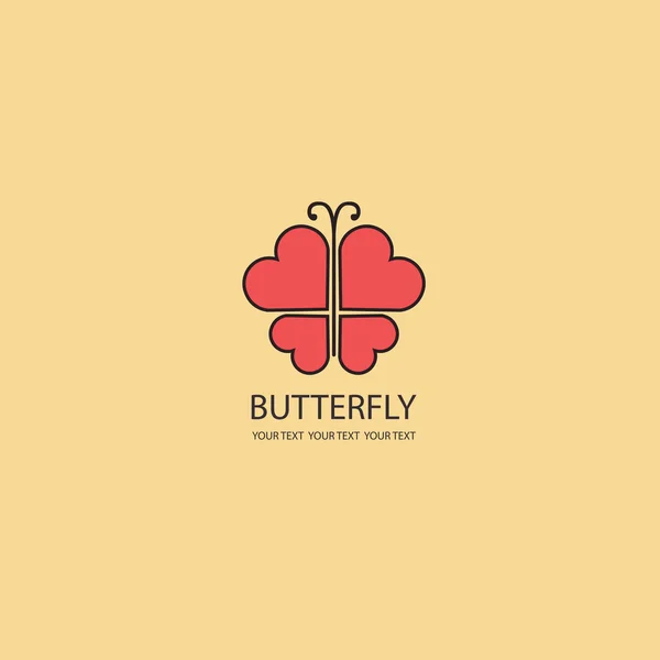 Sweet Butterfly. wings in the shape of hearts. Vector icons patt — Stock Vector