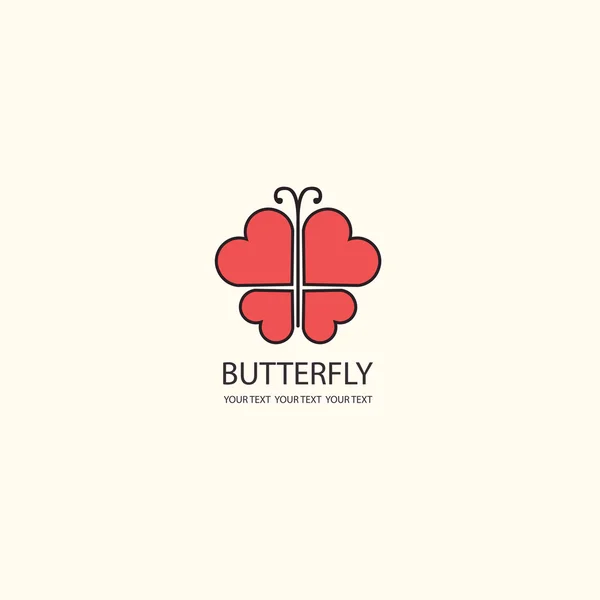 Süßer Schmetterling. Flügel in Herzform. Vektor-Symbole patchen — Stockvektor