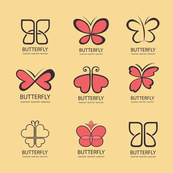 Sweet Butterfly. wings in the shape of hearts. Vector icons patt — Stock Vector