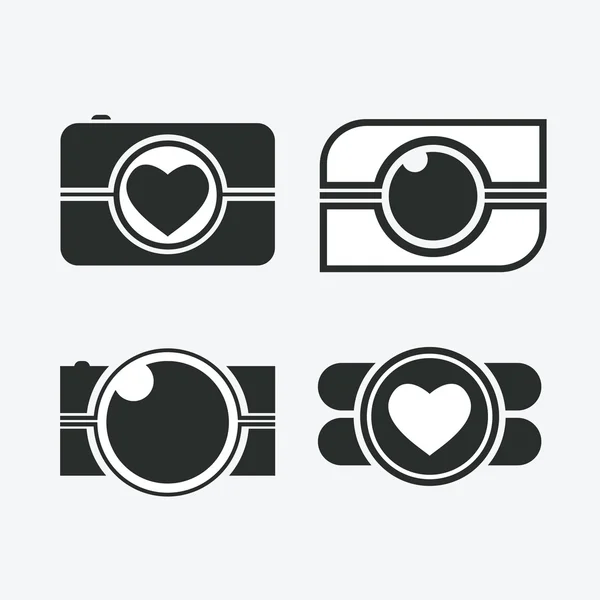 Fotók logó. Kamera, logo vektoros meg. Trendi csípő kamera. Pho — Stock Vector