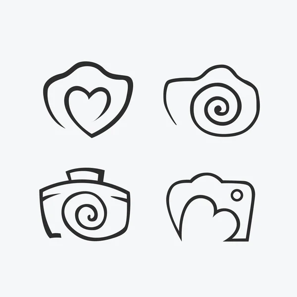 Fotoğraf Logo. Kamera, logo vektör koymak. Trendy Hipster kamera. Pho