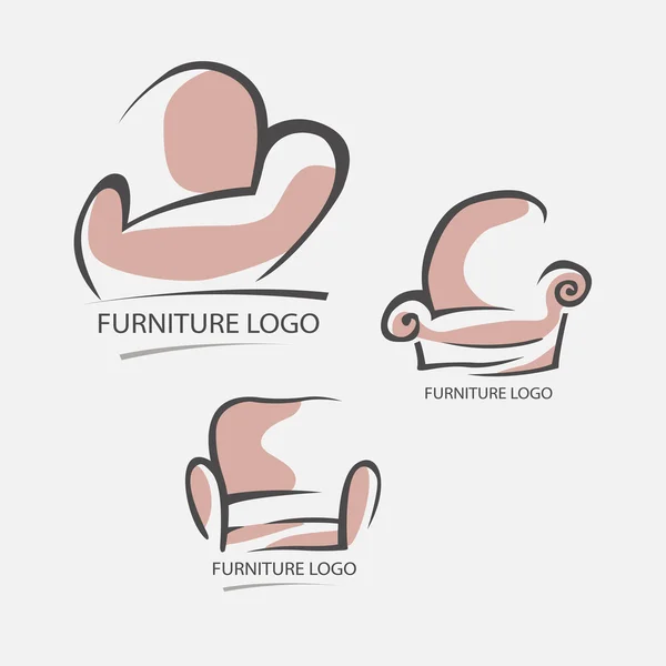 Диван мебельный логотип для Вашего бизнеса. Векторный набор элементов — стоковый вектор