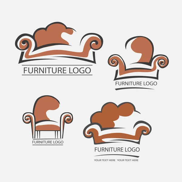 Kanepe mobilya logo iş için. Öğe tasarım vektör kümesi
