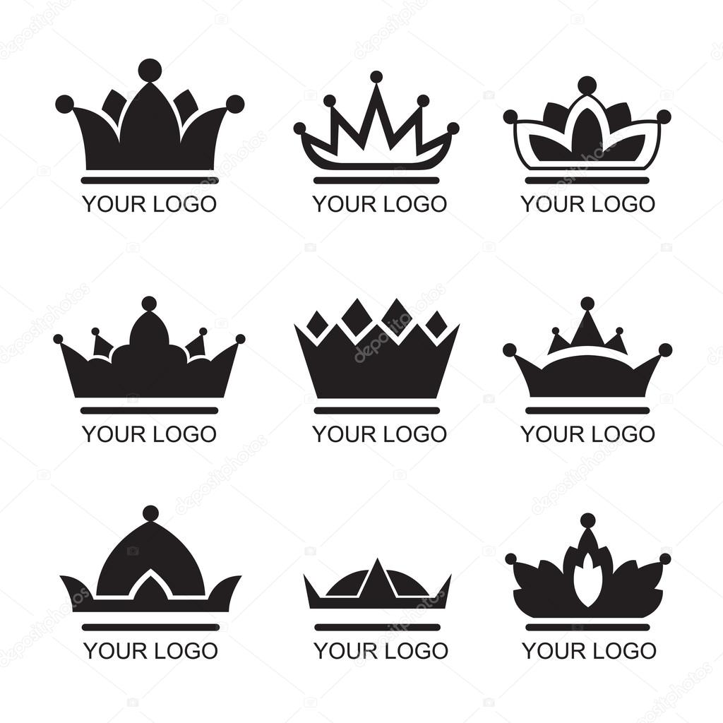 Set of crown icons. vector icons. flat logo