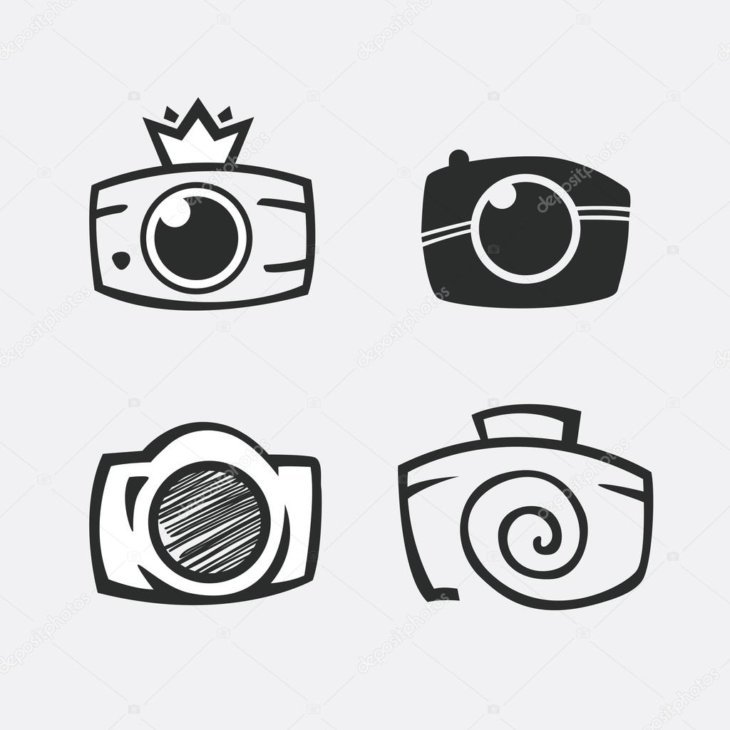 Photos Logo. Camera, logo vector set. Trendy Hipster camera. pho