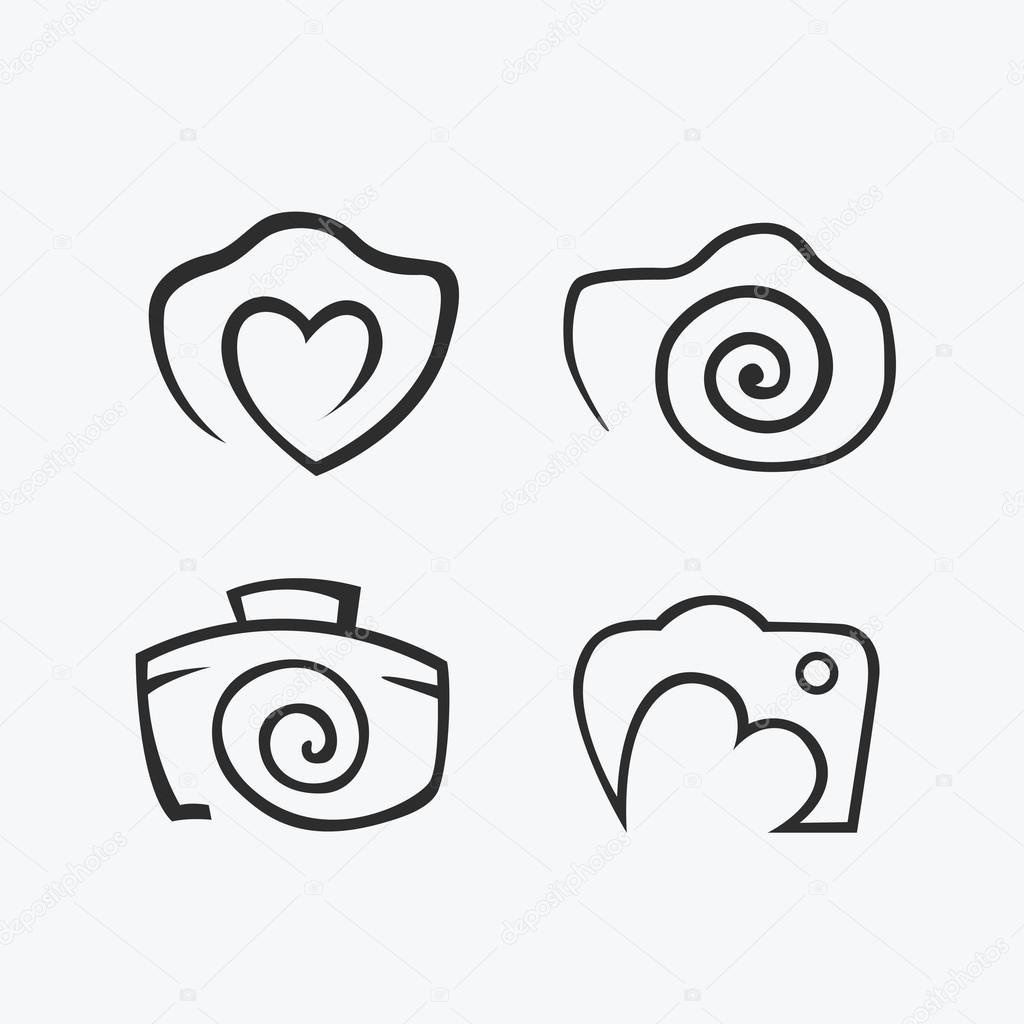 Photos Logo. Camera, logo vector set. Trendy Hipster camera. photo icon