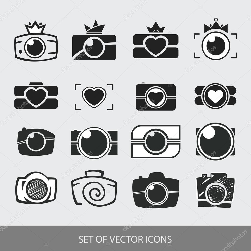 Photos Logo. Camera, logo vector set. Trendy Hipster camera. photo icon