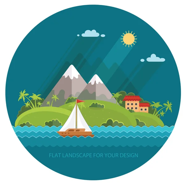 Nature - Color vector flat icon set and illustration summer time