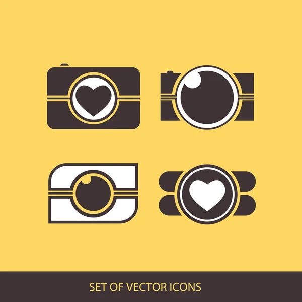Logo delle foto. Fotocamera, set vettoriale logo. Telecamera alla moda Hipster. pho — Vettoriale Stock