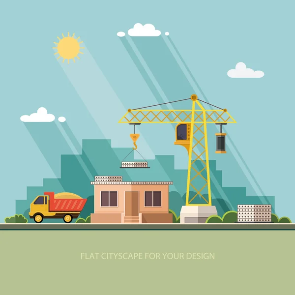 Bir ev inşa inşaat alanında. İnşaat deposu. Düz st