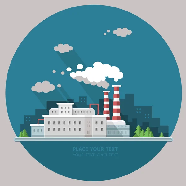 Pojęcie ekologii - zakłady przemysłu. Płaski wektorowych ilustracji — Wektor stockowy
