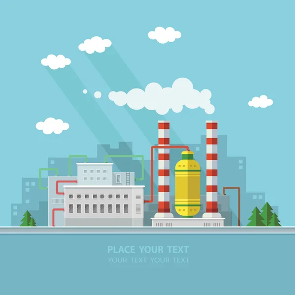 Pojęcie ekologii - zakłady przemysłu. Płaski wektorowych ilustracji — Wektor stockowy