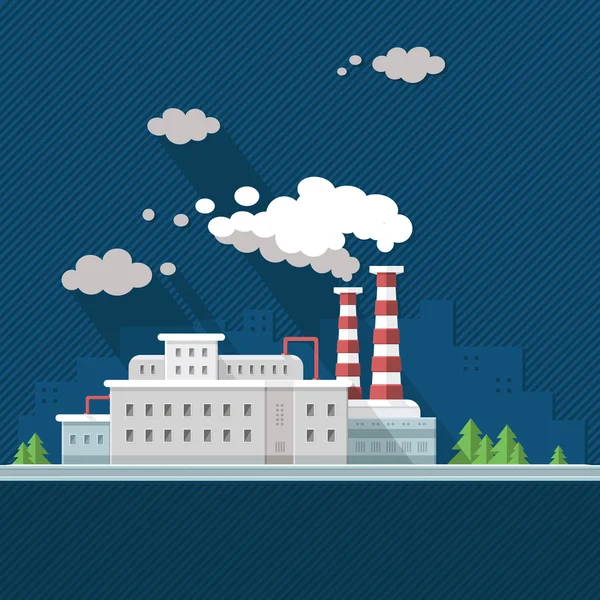 Ecology Concept - usine industrielle. Illustrations vectorielles de style plat — Image vectorielle