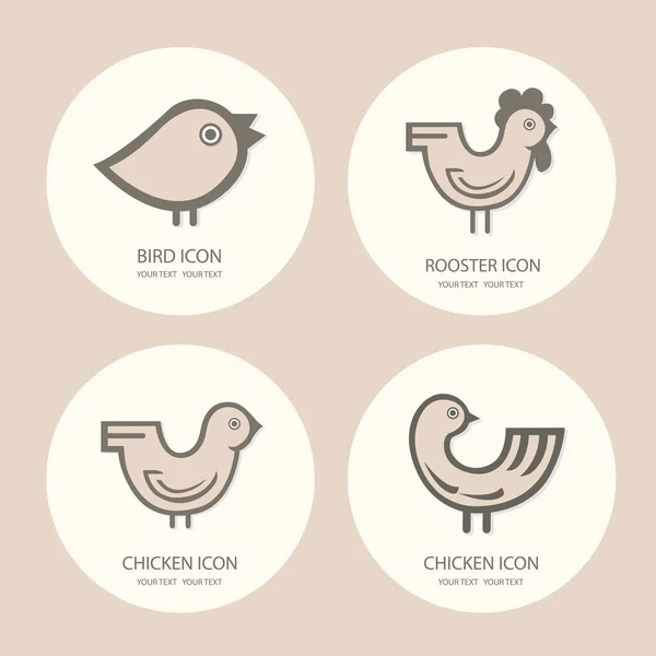 icons rooster, chicken, baby chick. Vector logo set for your bus