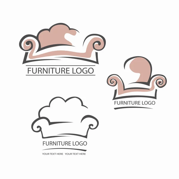Logotipo de los muebles del sofá para su negocio. Elemento diseño vector conjunto — Archivo Imágenes Vectoriales