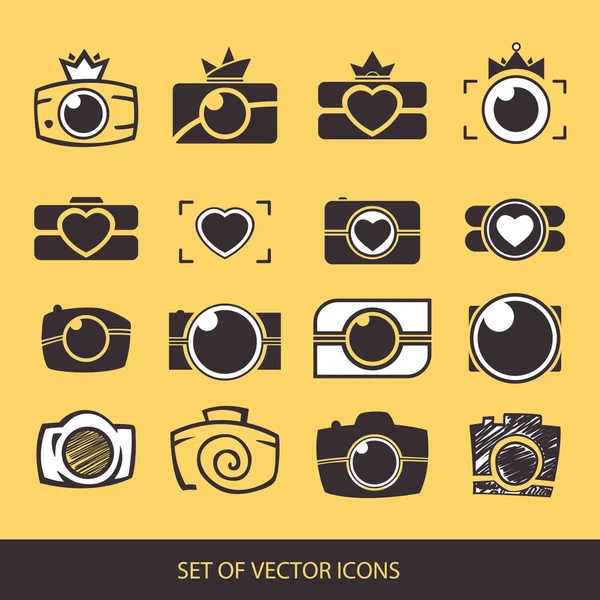 Photos Logo. Camera, logo vector set. Trendy Hipster camera. pho — Stock Vector