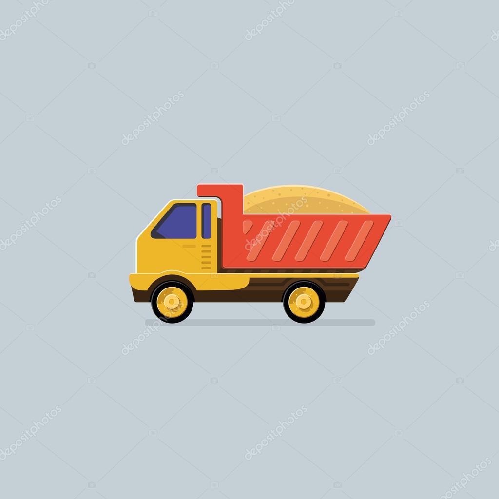 Transportation. Dump truck. Flat style vector icons.