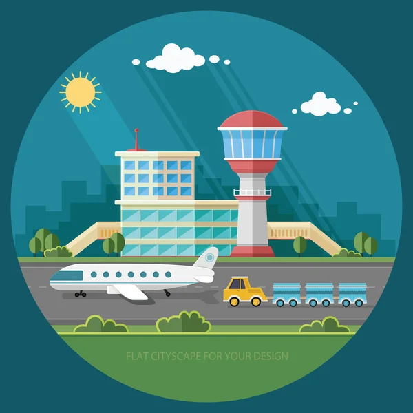Repülőtér táj. Életmód fogalma, a tervezés a nyári utazás — Stock Vector