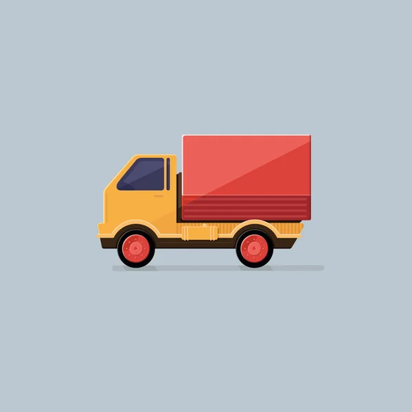 Petit camion pour le transport de fret isolé. Service de livraison — Image vectorielle