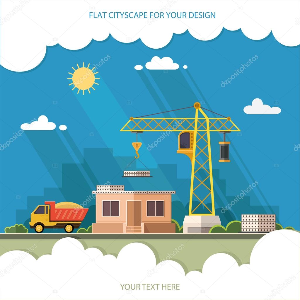 Construction site, building a house. construction store. Flat st