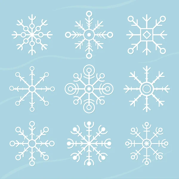 Conjunto de copos de nieve vector. iconos planos — Vector de stock