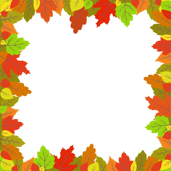 Feuilles d'automne colorées cadre. Modèle vectoriel pour votre conception — Image vectorielle