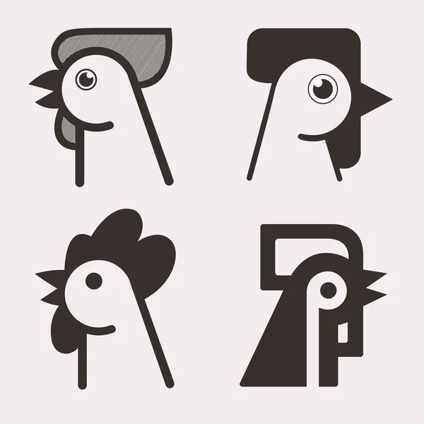 Beyaz bir arka plan üzerinde izole horoz baş soyut logosu