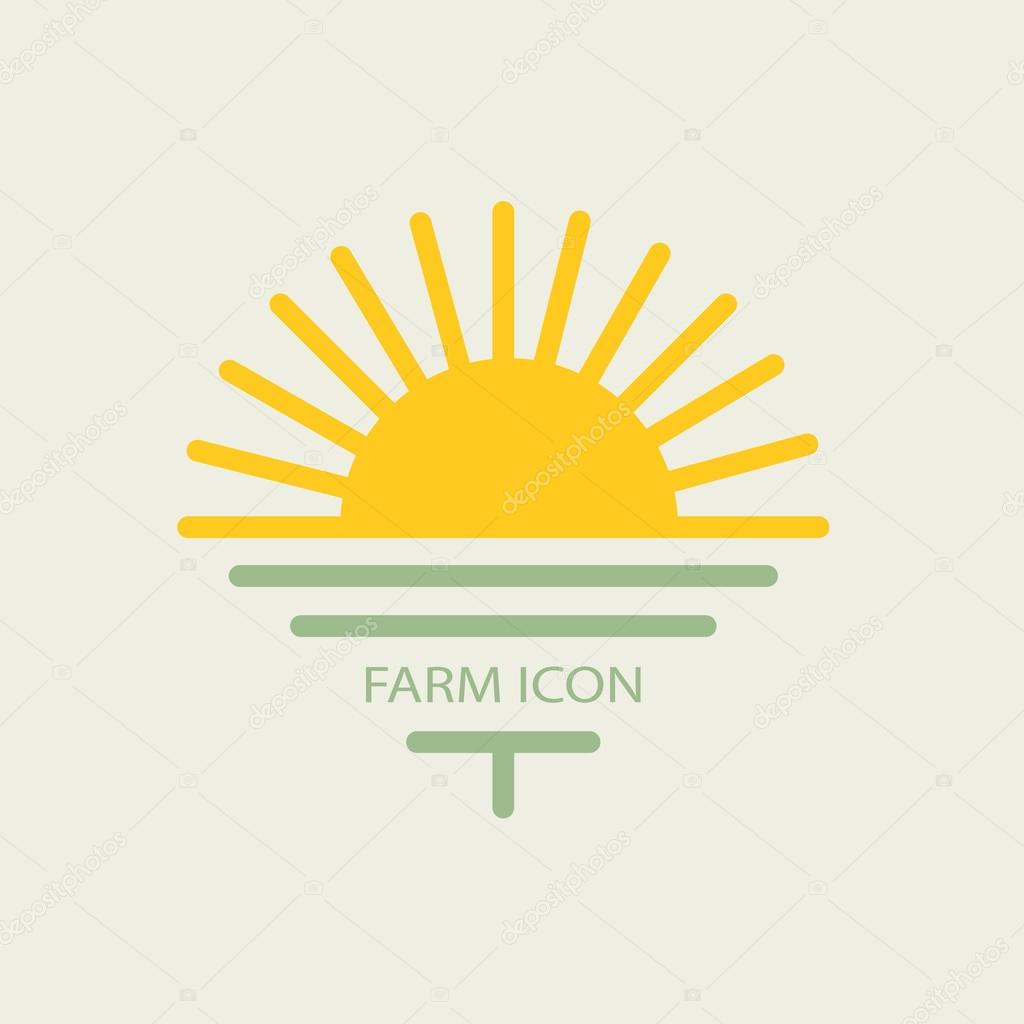 Logo farmhouse, with the sun and golf. flat design for your busi