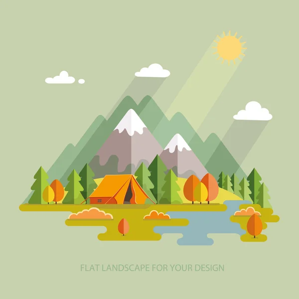 Sonbahar manzara. Dağlarda sabah peyzaj. Yalnızlık