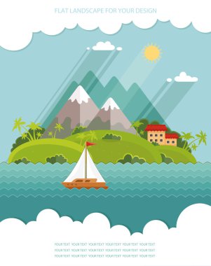 Doğa - renk vektör düz Icon set ve illüstrasyon yaz saati