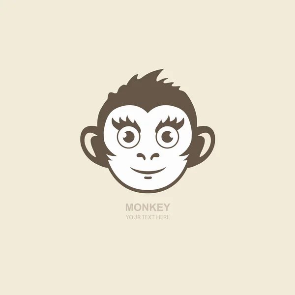 Funny monkey logo. Vector illustration icon design. New Year 201 — Stock Vector
