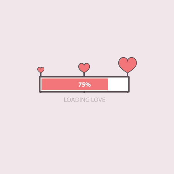 Love loading. heart growth. Vector illustration for your design