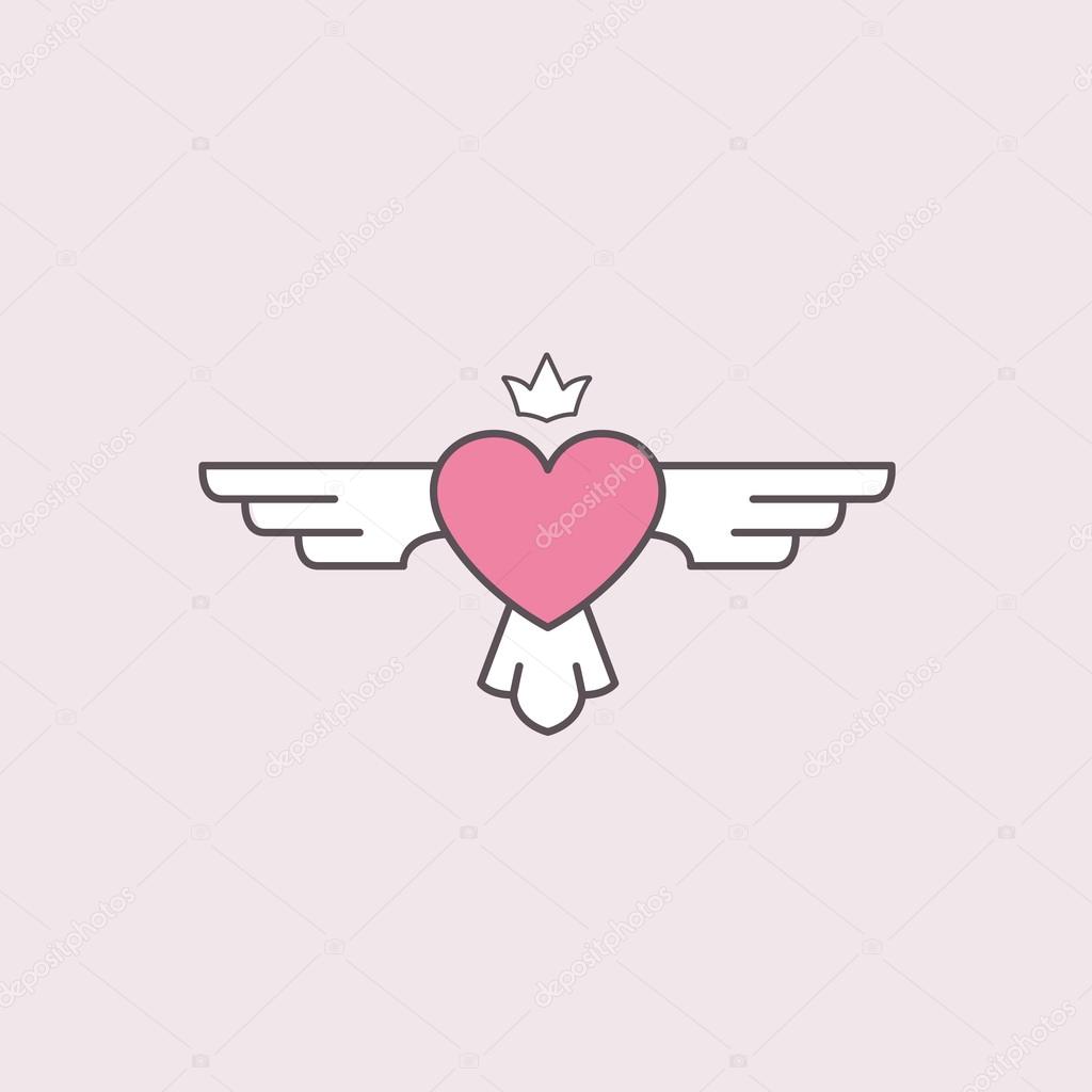 Heart with wings icons. Vector illustration for your design