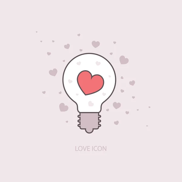Icona lampada idea di amore. illustrazione vettoriale — Vettoriale Stock