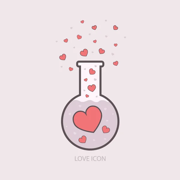 Chimica dell'amore. Logo modello elisir da laboratorio. icone vettoriali — Vettoriale Stock