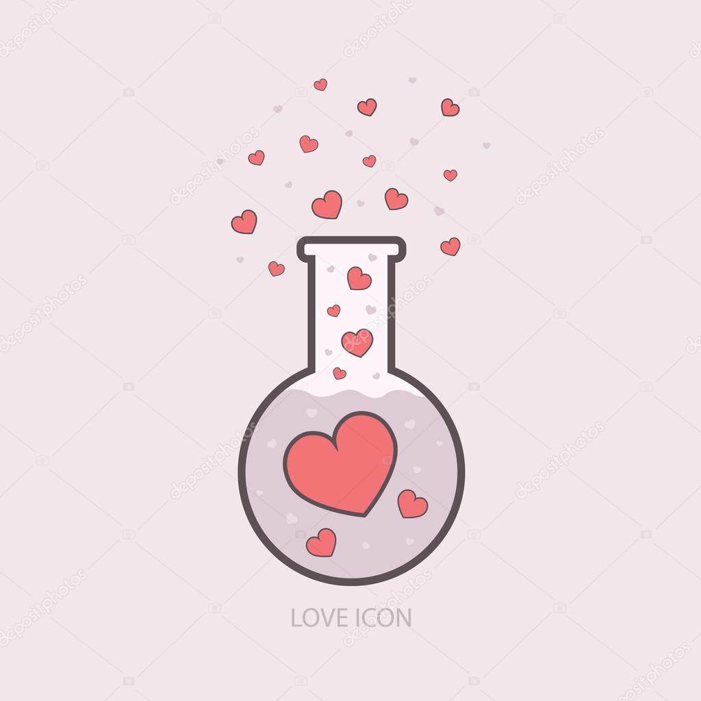 Chemistry of love. Laboratory elixir template logo. vector icons