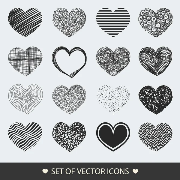 Colección de diferentes iconos abstractos del corazón. Set vector illustrati — Archivo Imágenes Vectoriales