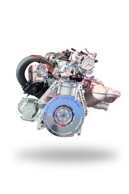 Otomotiv araba motoru izole beyaz arka plan üzerinde.