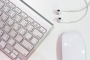 İş çalışma alanı'nın masada Üstten Görünüm