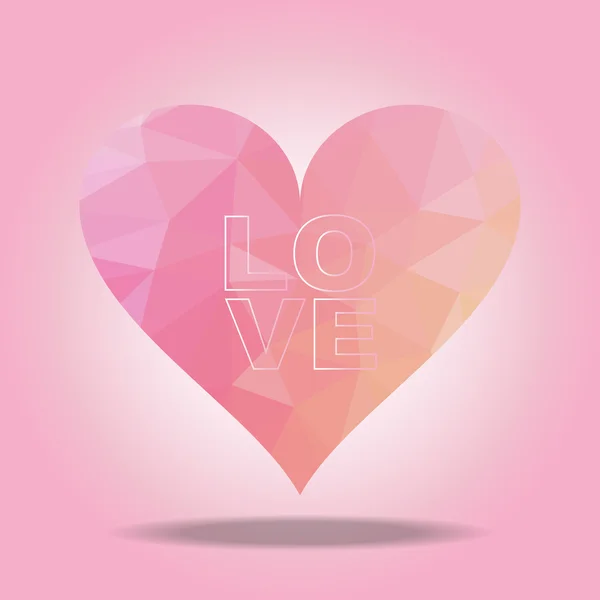 The illustration Love Pink color and Heart polygon Background design. — Stock Vector