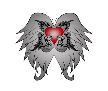 Kanatlı kelebek kabile ve kırmızı kalp