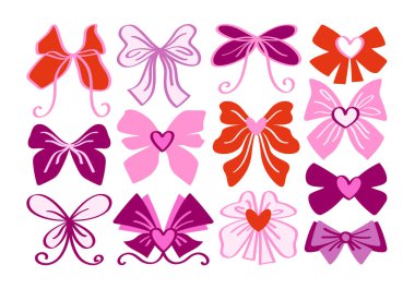 Kadınsı düz çizgi film şeritleri, fiyonklar, kalpli aksesuarlar. Saç dekorasyonu için klasik pembe, mor ve kırmızı kurdeleler. Sevimli el çizimi coquette çıkartmaları. Doğum günü ve Sevgililer Günü için ambalaj ve giysi süsleri.