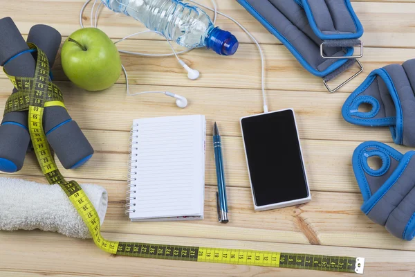 Equipo de fitness y nutrición saludable — Foto de Stock