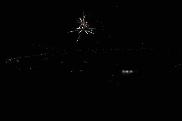 Night Lightpainting Fireworks City — Stock Photo, Image