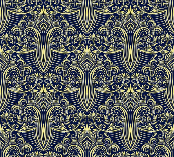 Yellow blue floral seamless pattern — Stock Vector