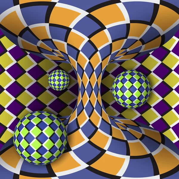 Illusion optique de rotation de trois billes autour d'un hyperboloïde en mouvement — Photo gratuite