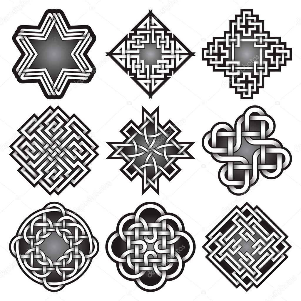 Set of logo templates in Celtic knots style